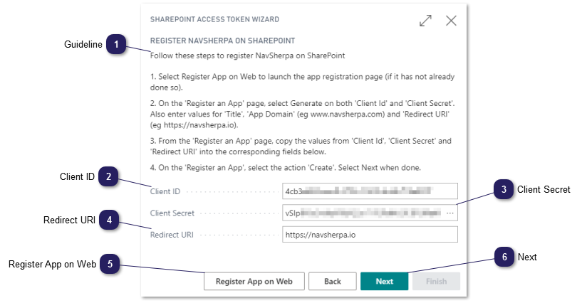 Step 5.2 – Setup Access Token – Register NavSherpa on Sharepoint